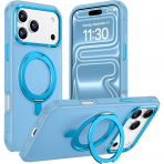 Temdan iPhone 18 Pro Max 360 Manyetik Standl� K�l�f-Blue