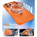 Temdan iPhone 18 Pro Max 360 Manyetik Standl� K�l�f-Orange