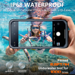 Temdan iPhone 18 Pro Max Su Ge�irmez Manyetik K�l�f-Black/Clear