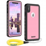 Temdan iPhone XS Max Su Geirmez Klf  (MIL-STD-810G)-Pink