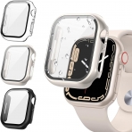 Tensea Apple Watch 9/8/7 Uyumlu Ekran Koruyuculu Klf (41mm)-Clear/Starlight/Black