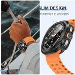 Tensea Bumper Galaxy Watch Ultra 47mm Bumper K�l�f-Matte Black/Orange