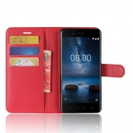 TopACE Nokia 8 Deri Czdan Klf-Red