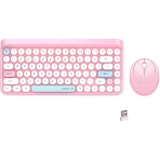 UBOTIE 84 Tulu Renkli Bluetooth Klavye Ve Mouse Set-Pink