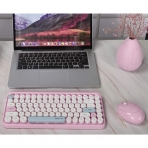 UBOTIE 84 Tuşlu Renkli Bluetooth Klavye Ve Mouse Set-Pink