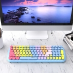UBOTIE Renkli 100 Tuşlu Bluetooth Klavye-Blue Colorful