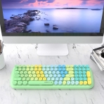 UBOTIE Renkli 100 Tuşlu Bluetooth Klavye-Green Colorful