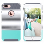 ULAK iPhone 7 Plus Knox Armor Slim Hard Klf-Minimal Mint Stripes Grey