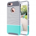 ULAK iPhone 7 Plus Knox Armor Slim Hard Klf-Minimal Mint Stripes Grey