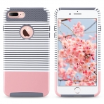 ULAK iPhone 7 Plus Knox Armor Slim Hard Klf-Minimal Rose Gold Stripes Grey