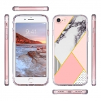 ULAK iPhone 7 Premium Hybrid effaf Klf- Pink-Geometric Mosaic