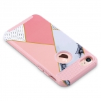 ULAK Case Apple iPhone 7 Colorful Serisi Slim Hybrid Klf-Pink Geometric Marble