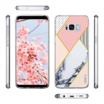 ULAK Samsung Galaxy S8 Hybrid Glossy Hard Bumper Klf-Pink Geometric Marble