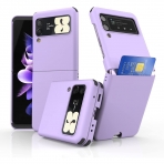 VVUPIC Samsung Galaxy Z Flip 3 Kart Blmeli Klf-Purple