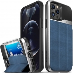 Vena vCommute Serisi iPhone 12 Pro Max Kartlkl Deri Klf (MIL-STD-810G)-Denim Blue
