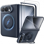 WSKEN iPhone Duo Manyetik Y�z�k Standl� K�l�f-Matte Blue