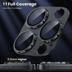 WSKEN iPhone 16 Pro/16 Pro Max Kamera Lens Koruyucu-Black Titanium 