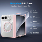 WSKEN iPhone Duo Manyetik Y�z�kl� Standl� K�l�f -Clear Pink
