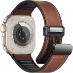 WestEagle Apple Watch Ultra 2. Nesil Uyumlu Deri Kay��-Dark Brown