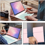 Wineecy Samsung Galaxy Tab S11 Klavyeli Klf -Pink