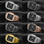 YINGHU Apple Watch Paslanmaz elik Kay (44mm)-Rose Gold Black
