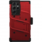 Zizo Bolt Serisi Samsung Galaxy S22 Ultra Klf (MIL-STD-810G)-Red/Black