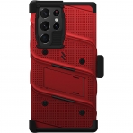 Zizo Bolt Serisi Samsung Galaxy S22 Ultra Klf (MIL-STD-810G)-Red/Black