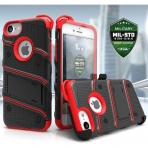 ZIZO iPhone SE Bolt Serisi Klf (MIL-STD-810G) (2. Nesil)-Black Red