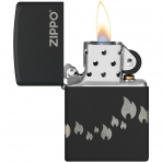 Zippo Mat Siyah Alevler akmak