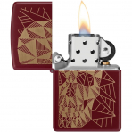 Zippo Geometrik Kafatas Tasarml Merlot akmak