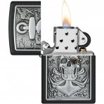 Zippo Mat Siyah Kafatas apa Amblemi akmak