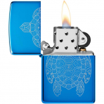 Zippo Zen Turtle Parlak Mavi akmak