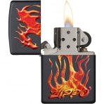 Zippo Siyah Mat Alevli Dragon akmak