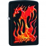 Zippo Siyah Mat Alevli Dragon akmak