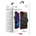 Zizo Apple iPhone 11 Bolt Serisi Klf (MIL-STD-810G)-Black Red