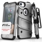 Zizo iPhone 7 Bolt Series Kemer Klipsli Klf ve Ekran Koruyucu (MIL-STD-810G)-Grey Black