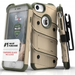 Zizo iPhone 7 Bolt Series Kemer Klipsli Klf ve Ekran Koruyucu (MIL-STD-810G)-Desert Tan Camo Green