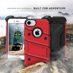 Zizo iPhone 7 Bolt Series Kemer Klipsli Klf ve Ekran Koruyucu (MIL-STD-810G)-Red Black