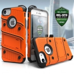 Zizo iPhone 7 Bolt Series Kemer Klipsli Klf ve Ekran Koruyucu (MIL-STD-810G)-Orange Black