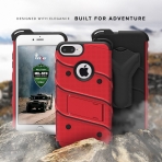 Zizo iPhone 7 Plus Bolt Series Kemer Klipsli Klf ve Ekran Koruyucu (MIL-STD-810G)- Red Black