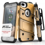 Zizo iPhone 7 Plus Bolt Series Kemer Klipsli Klf ve Ekran Koruyucu (MIL-STD-810G)-Gold Black