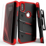 Zizo Apple iPhone X Bolt Serisi Kemer Klipsli Klf -Black Red