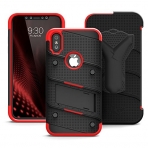Zizo Apple iPhone X Bolt Serisi Kemer Klipsli Klf -Black Red