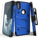 Zizo Apple iPhone XS Bolt Serisi Kemer Klipsli Klf (MIL-STD-810G)-Blue Black