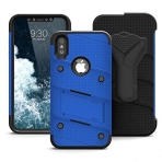 Zizo Apple iPhone XS Bolt Serisi Kemer Klipsli Klf (MIL-STD-810G)-Blue Black