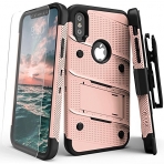 Zizo Apple iPhone XS Bolt Serisi Kemer Klipsli Klf (MIL-STD-810G)-Rose Gold Black