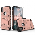 Zizo Apple iPhone XS Bolt Serisi Kemer Klipsli Klf (MIL-STD-810G)-Rose Gold Black