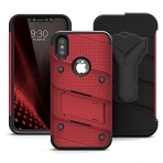 Zizo Apple iPhone XS Bolt Serisi Kemer Klipsli Klf (MIL-STD-810G)- Red Black