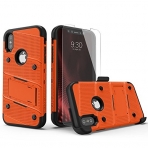 Zizo Apple iPhone XS Bolt Serisi Kemer Klipsli Klf (MIL-STD-810G)-Orange Black