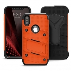 Zizo Apple iPhone XS Bolt Serisi Kemer Klipsli Klf (MIL-STD-810G)-Orange Black